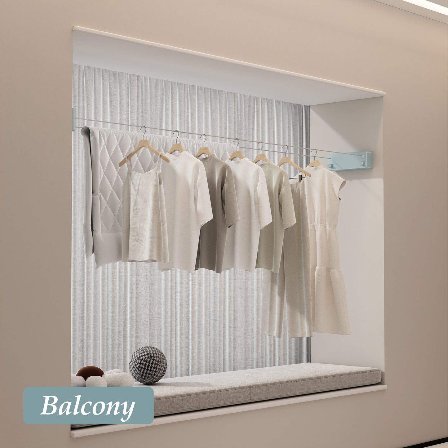 Danpoo Retractable Clothesline Indoor/Outdoor, Double Lines for Hanging Clothes with 13.8 Ft Steel Wire, Laundry Drying Line