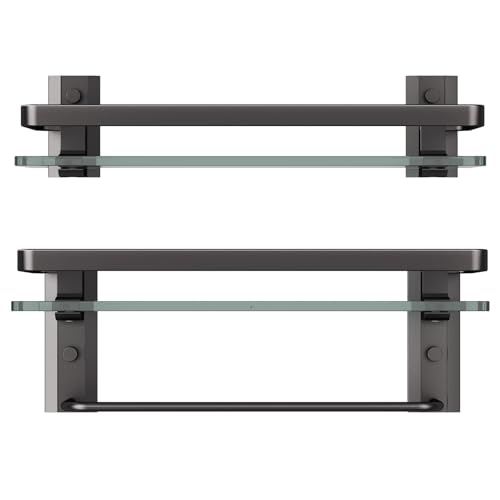 Danpoo Bathroom Shelves Wall Mount, Tempered Glass Floating Shelves