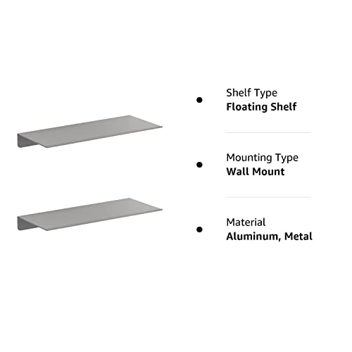 Danpoo Black Floating Shelves for Wall Storage, Metal Wall Shelves for Living Room, Bathroom, Kitchen, 12” Small Display Shelves for Collectibles(2 PCS)