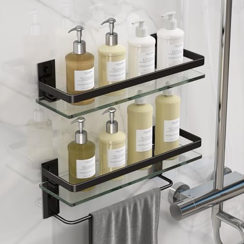 Danpoo Bathroom Shelves Wall Mount, Tempered Glass Floating Shelves