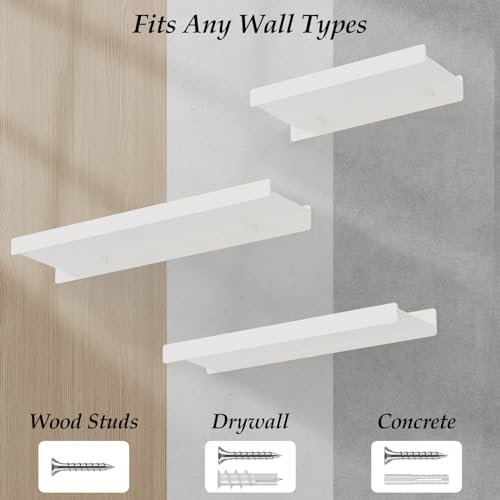 Danpoo Black Floating Shelves for Wall Metal Shelf Wall Mounted Shelves for Bathroom Wall Shelves,12 inch