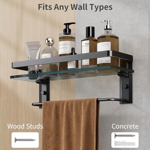 Danpoo Bathroom Shelves Wall Mount, Tempered Glass Floating Shelves