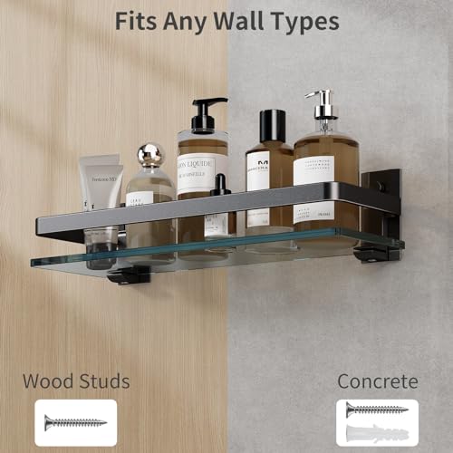 Danpoo Bathroom Shelves Wall Mount, Tempered Glass Floating Shelves