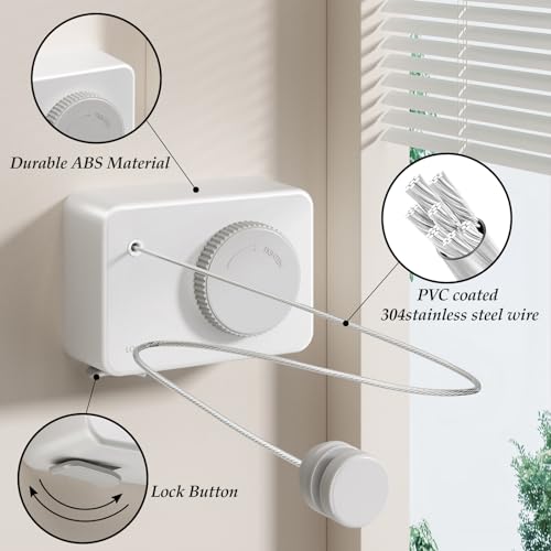 Danpoo Indoor Clothesline Retractable Laundry Line Clothes Drying Line Retractable Clothesline