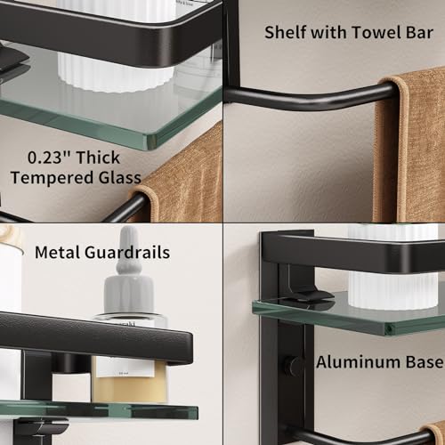 Danpoo Bathroom Shelves Wall Mount, Tempered Glass Floating Shelves