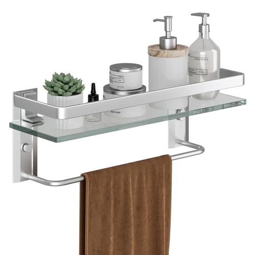 Danpoo Bathroom Shelves Wall Mount, Tempered Glass Floating Shelves