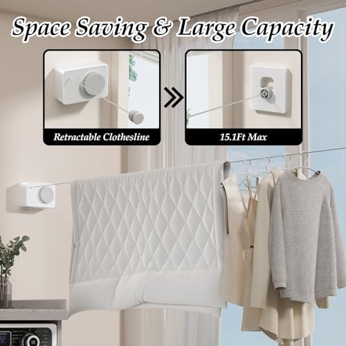 Danpoo Indoor Clothesline Retractable Laundry Line Clothes Drying Line Retractable Clothesline