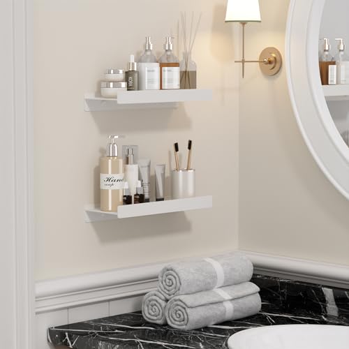 Danpoo Black Floating Shelves for Wall Metal Shelf Wall Mounted Shelves for Bathroom Wall Shelves,12 inch
