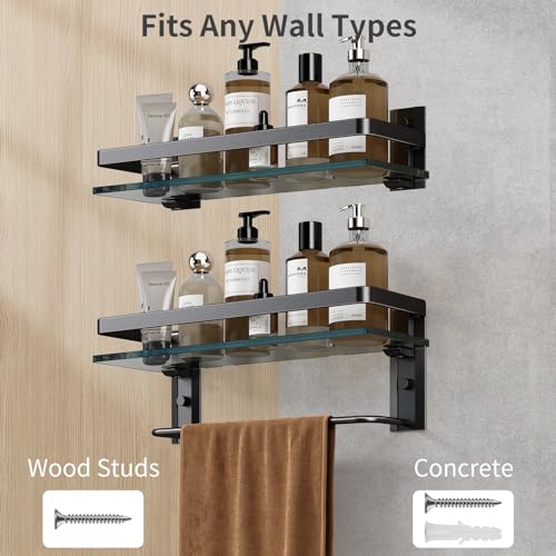 Danpoo Bathroom Shelves Wall Mount, Tempered Glass Floating Shelves