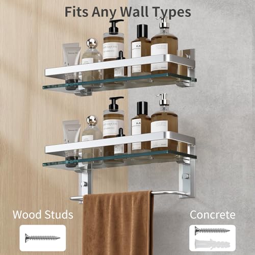 Danpoo Bathroom Shelves Wall Mount, Tempered Glass Floating Shelves