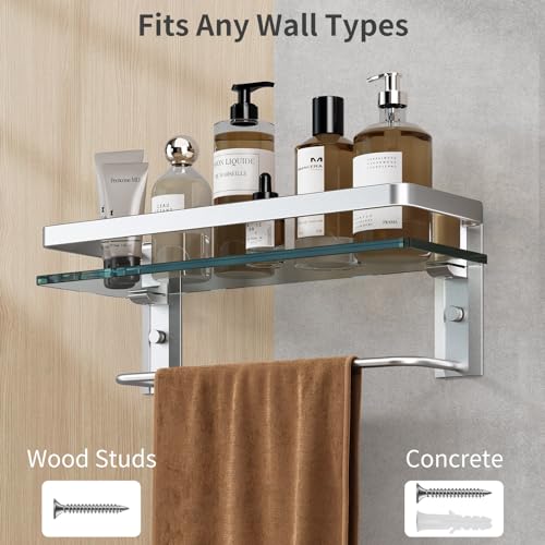 Danpoo Bathroom Shelves Wall Mount, Tempered Glass Floating Shelves
