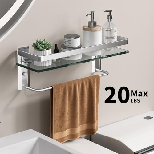 Danpoo Bathroom Shelves Wall Mount, Tempered Glass Floating Shelves