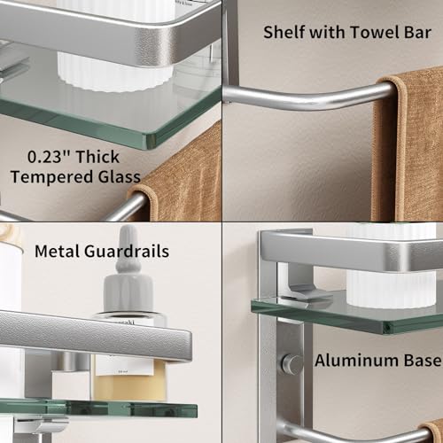 Danpoo Bathroom Shelves Wall Mount, Tempered Glass Floating Shelves