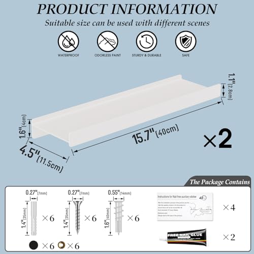 Danpoo Black Floating Shelves for Wall Metal Shelf Wall Mounted Shelves for Bathroom Wall Shelves,12 inch