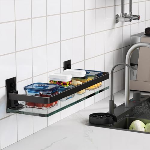 Danpoo Bathroom Shelves Wall Mount, Tempered Glass Floating Shelves