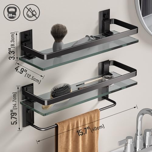 Danpoo Bathroom Shelves Wall Mount, Tempered Glass Floating Shelves
