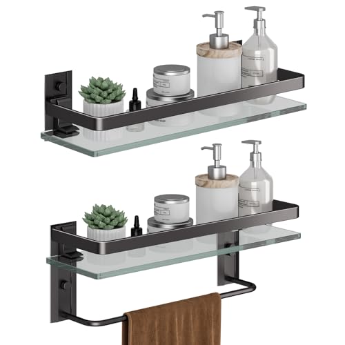 Danpoo Bathroom Shelves Wall Mount, Tempered Glass Floating Shelves