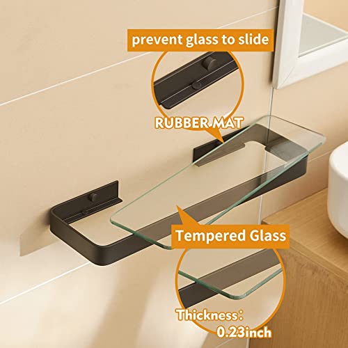 Danpoo Bathroom Wall Shelf, Floating Shelf for Bathroom Wall Storage, Glass Bathroom Shelf Organizer Wall Mounted