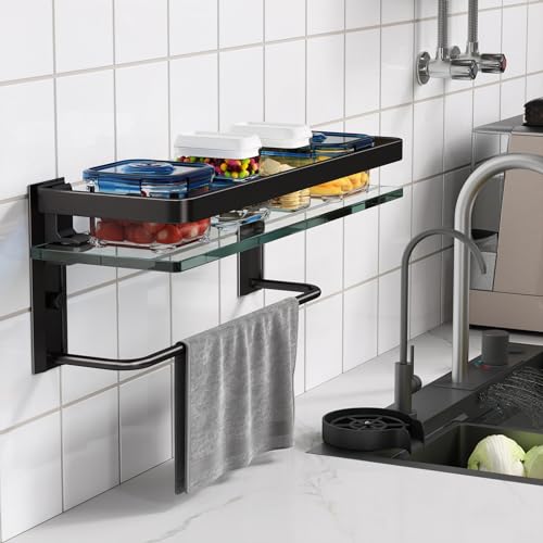 Danpoo Bathroom Shelves Wall Mount, Tempered Glass Floating Shelves
