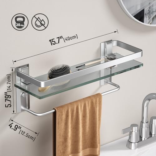 Danpoo Bathroom Shelves Wall Mount, Tempered Glass Floating Shelves