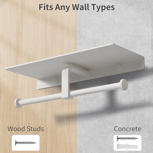 Danpoo Toilet Paper Toilet Holder with Shelf, Adhesive Toilet Paper Holder Wall Mount, Tissue Holder for Bathroom, Double Roll Commercial Toilet Paper Dispenser