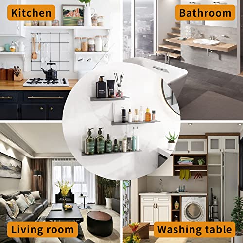 Danpoo Floating Shelf, Metal Wall Shelf for Bathroom/Living Room/Kitchen/Bedroom, Display Shelf for Collectibles