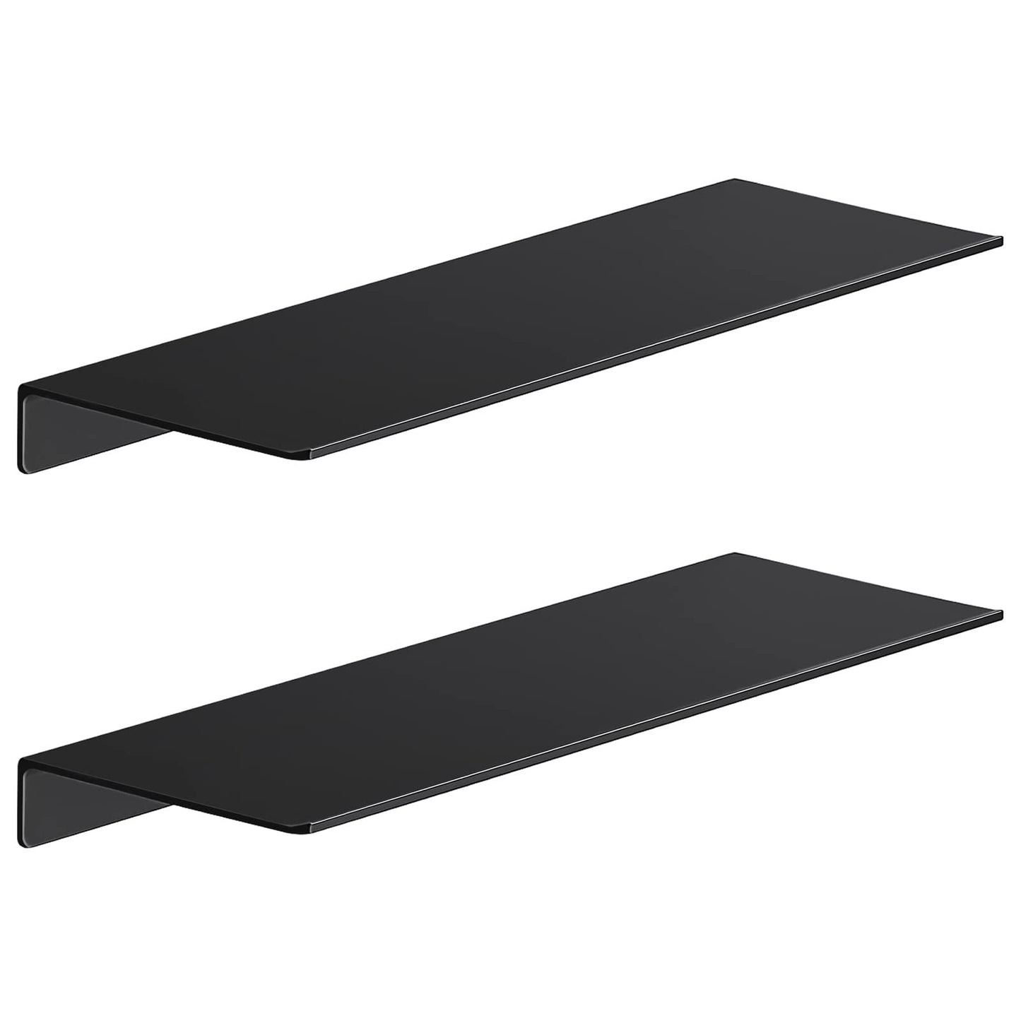 Danpoo Black Floating Shelves for Wall Storage, Metal Wall Shelves for Living Room, Bathroom, Kitchen, 12” Small Display Shelves for Collectibles(2 PCS)