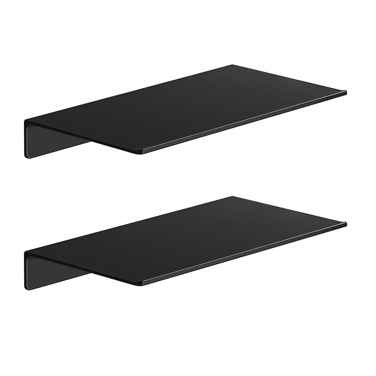 Danpoo Black Floating Shelves for Wall Storage, Metal Wall Shelves for Living Room, Bathroom, Kitchen, 12” Small Display Shelves for Collectibles(2 PCS)
