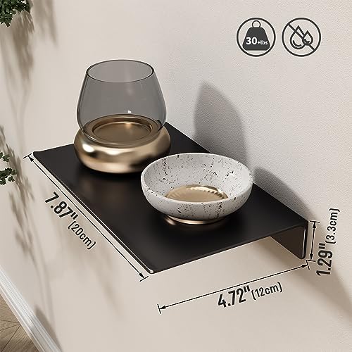 Danpoo Floating Shelf, Metal Wall Shelf for Bathroom/Living Room/Kitchen/Bedroom, Display Shelf for Collectibles