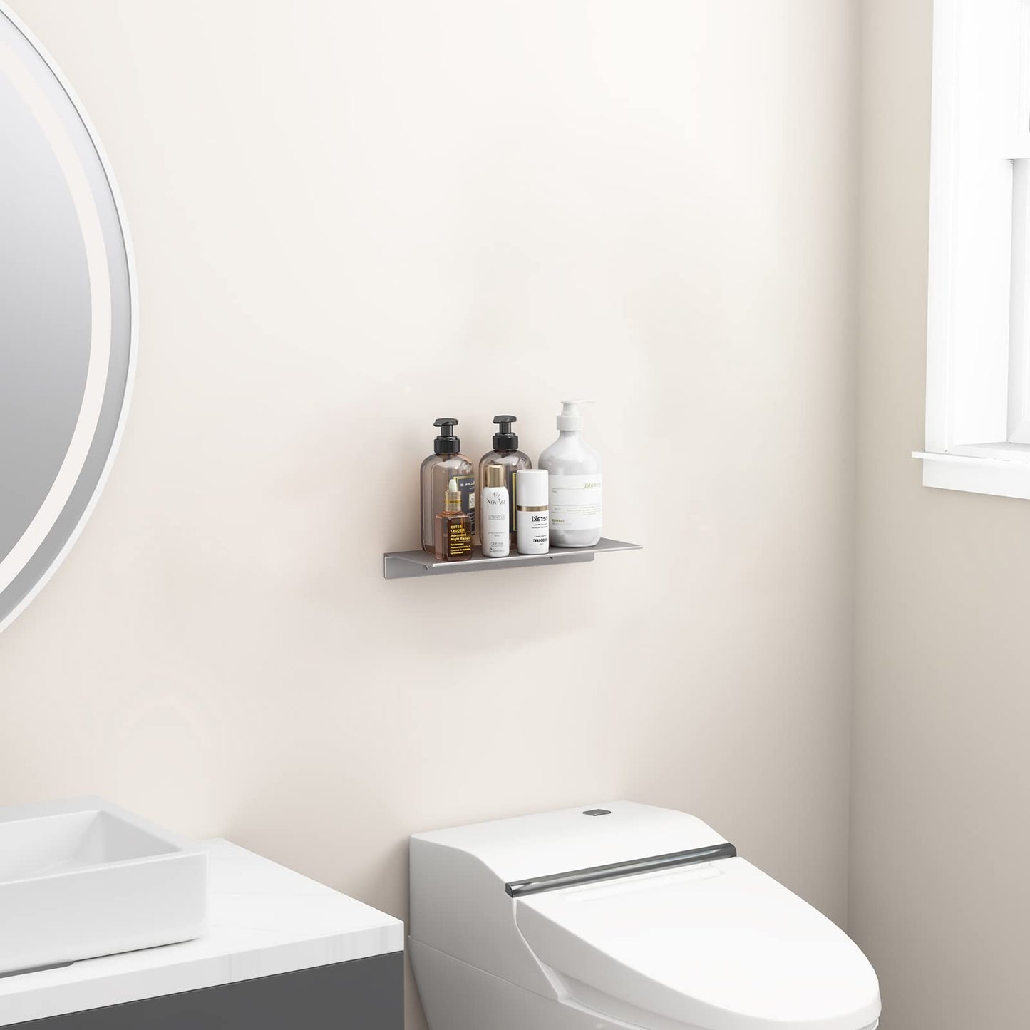 Danpoo Floating Shelf, Metal Wall Shelf for Bathroom/Living Room/Kitchen/Bedroom, Display Shelf for Collectibles