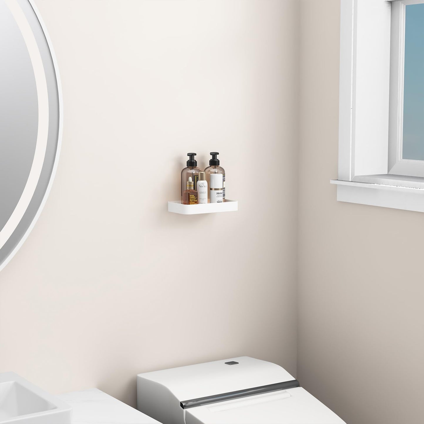 Danpoo Bathroom Wall Shelf, Floating Shelf for Bathroom Wall Storage, Glass Bathroom Shelf Organizer Wall Mounted