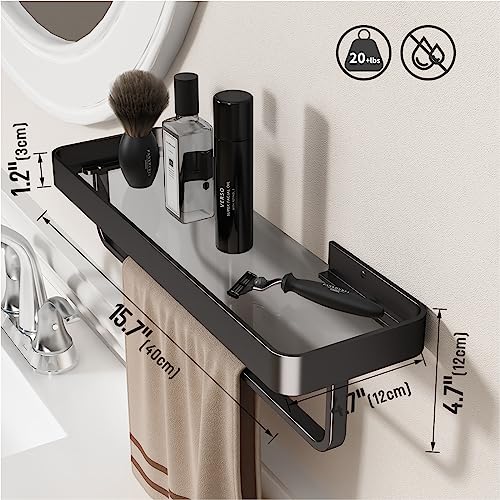 Danpoo Bathroom Wall Shelf, Floating Shelf for Bathroom Wall Storage, Glass Bathroom Shelf Organizer Wall Mounted