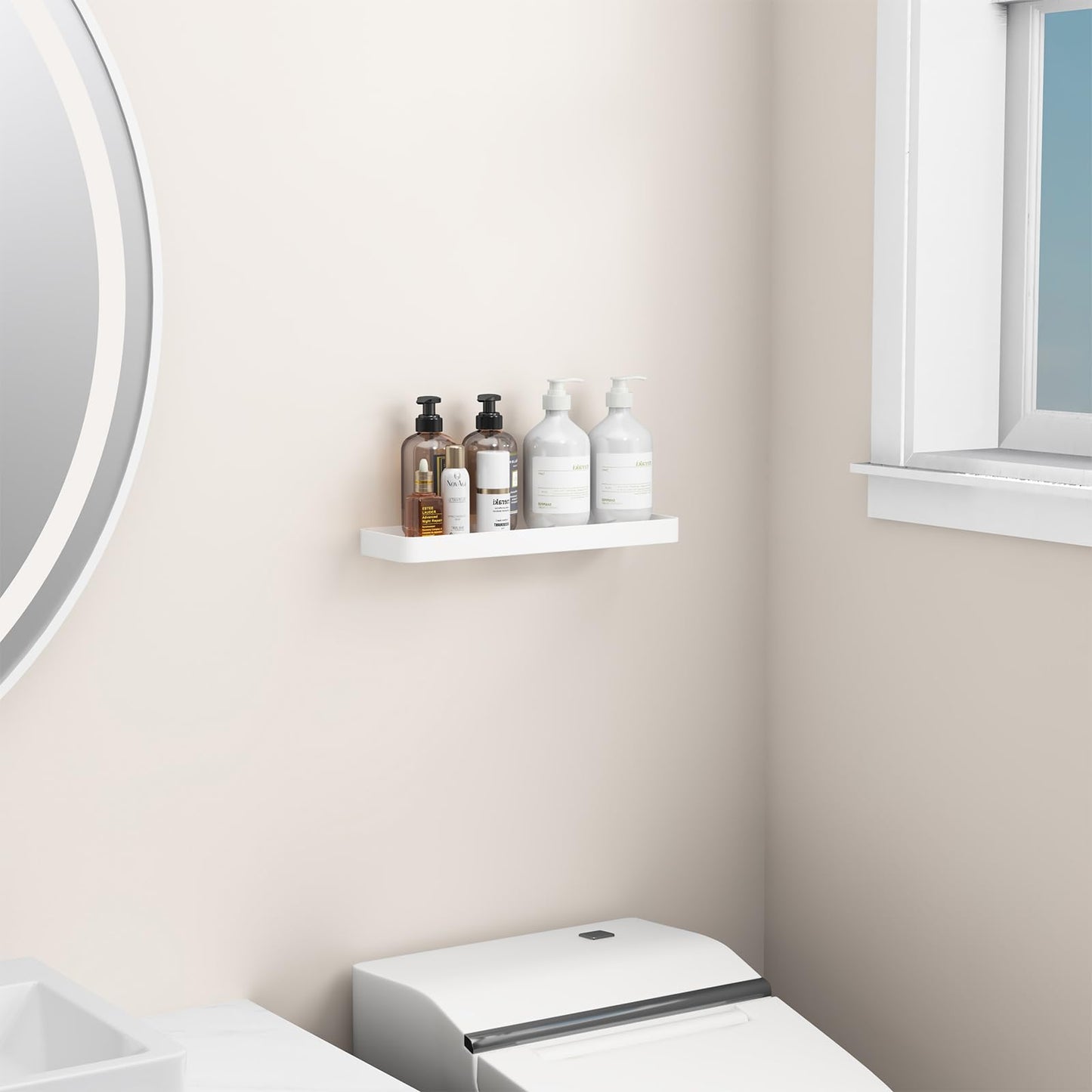 Danpoo Bathroom Wall Shelf, Floating Shelf for Bathroom Wall Storage, Glass Bathroom Shelf Organizer Wall Mounted