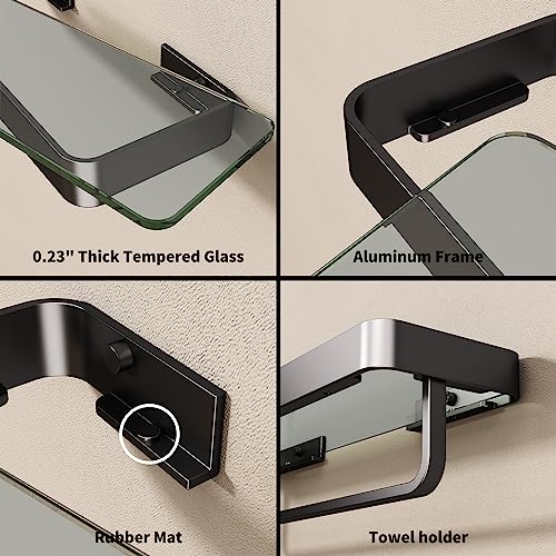 Danpoo Bathroom Wall Shelf, Floating Shelf for Bathroom Wall Storage, Glass Bathroom Shelf Organizer Wall Mounted