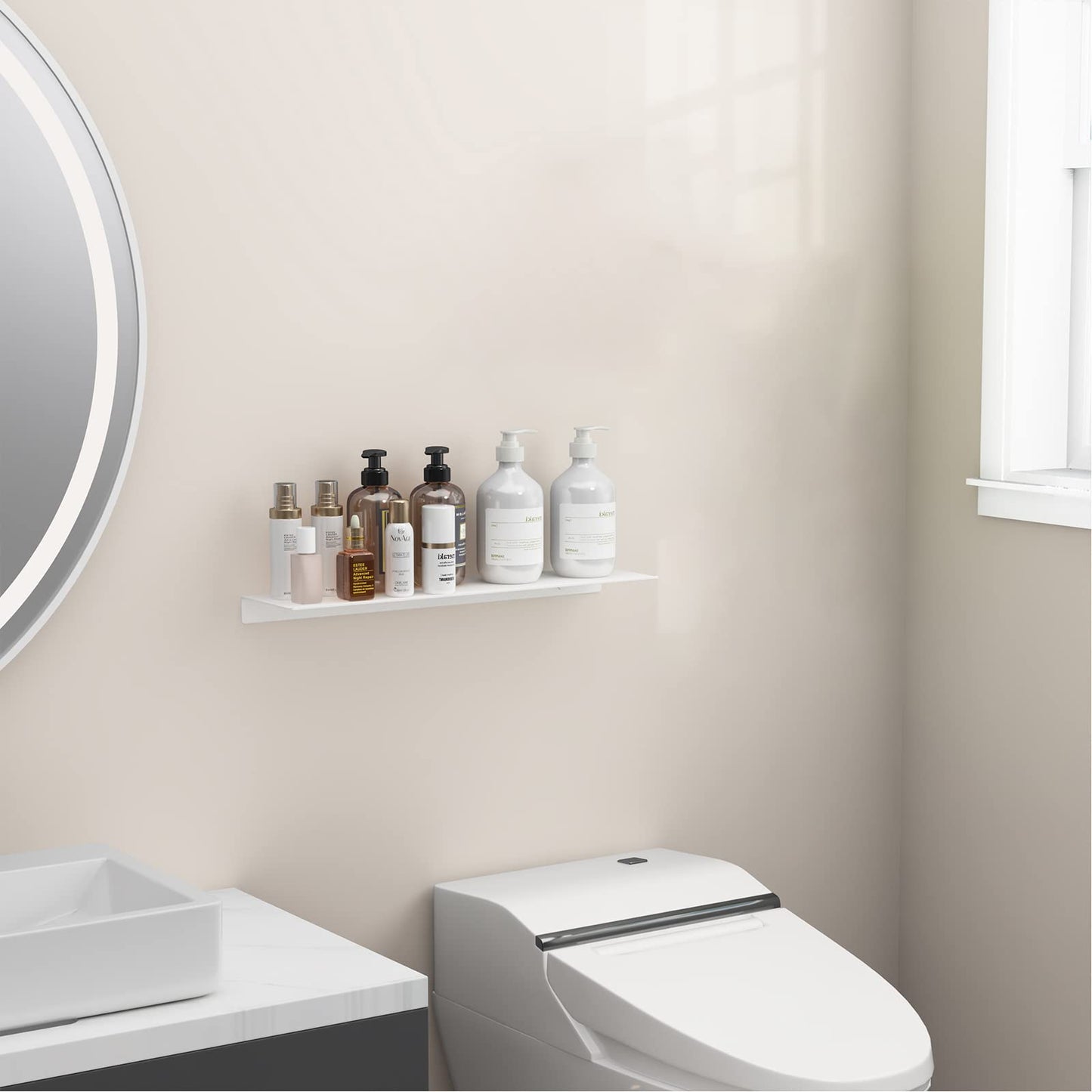 Danpoo Floating Shelf, Metal Wall Shelf for Bathroom/Living Room/Kitchen/Bedroom, Display Shelf for Collectibles