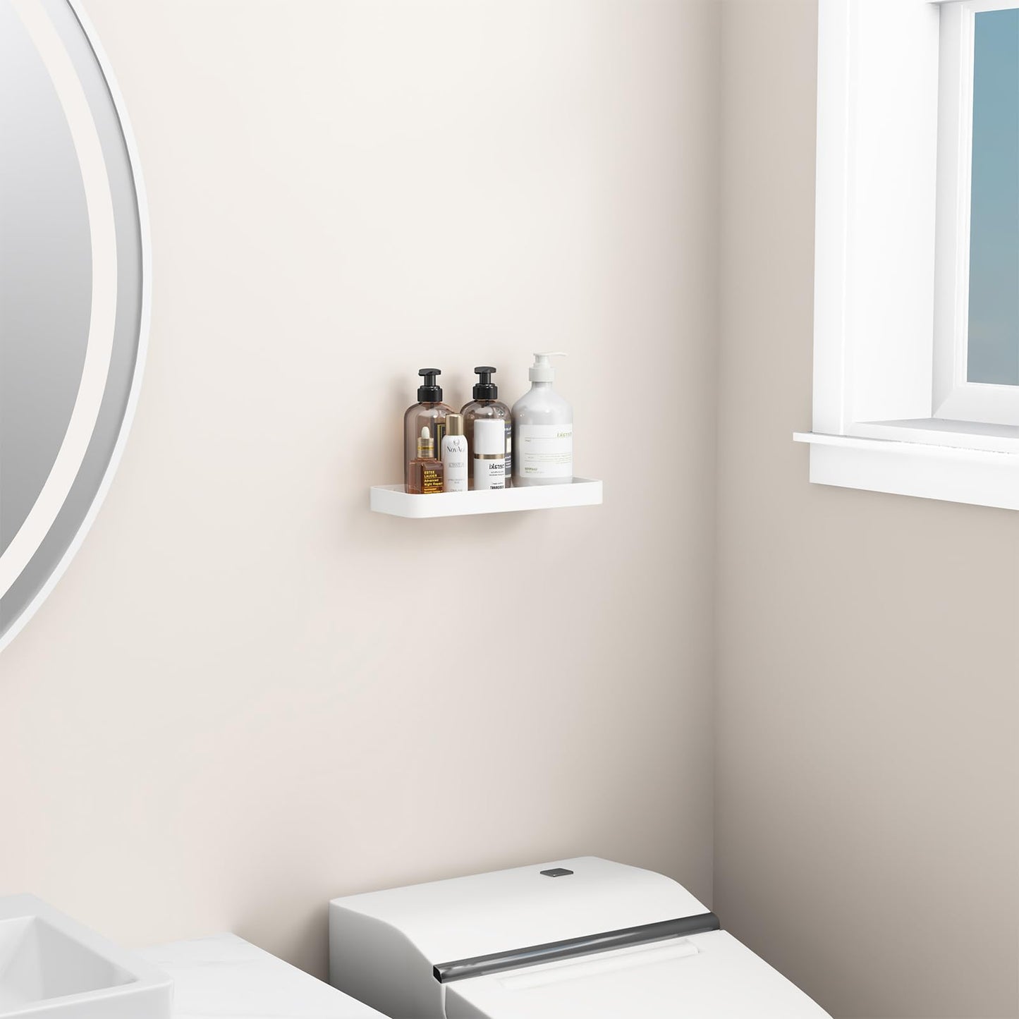 Danpoo Bathroom Wall Shelf, Floating Shelf for Bathroom Wall Storage, Glass Bathroom Shelf Organizer Wall Mounted