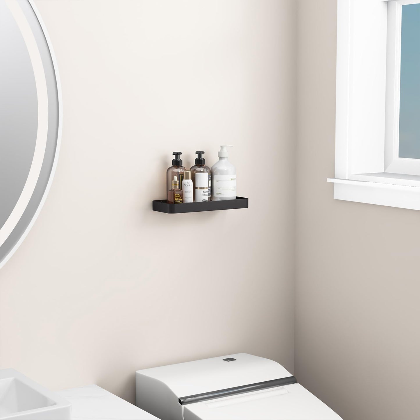 Danpoo Bathroom Wall Shelf, Floating Shelf for Bathroom Wall Storage, Glass Bathroom Shelf Organizer Wall Mounted