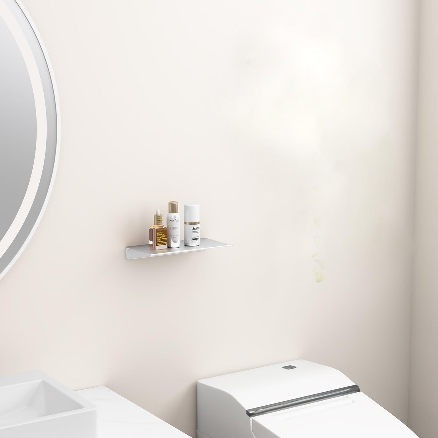 Danpoo Floating Shelf, Metal Wall Shelf for Bathroom/Living Room/Kitchen/Bedroom, Display Shelf for Collectibles