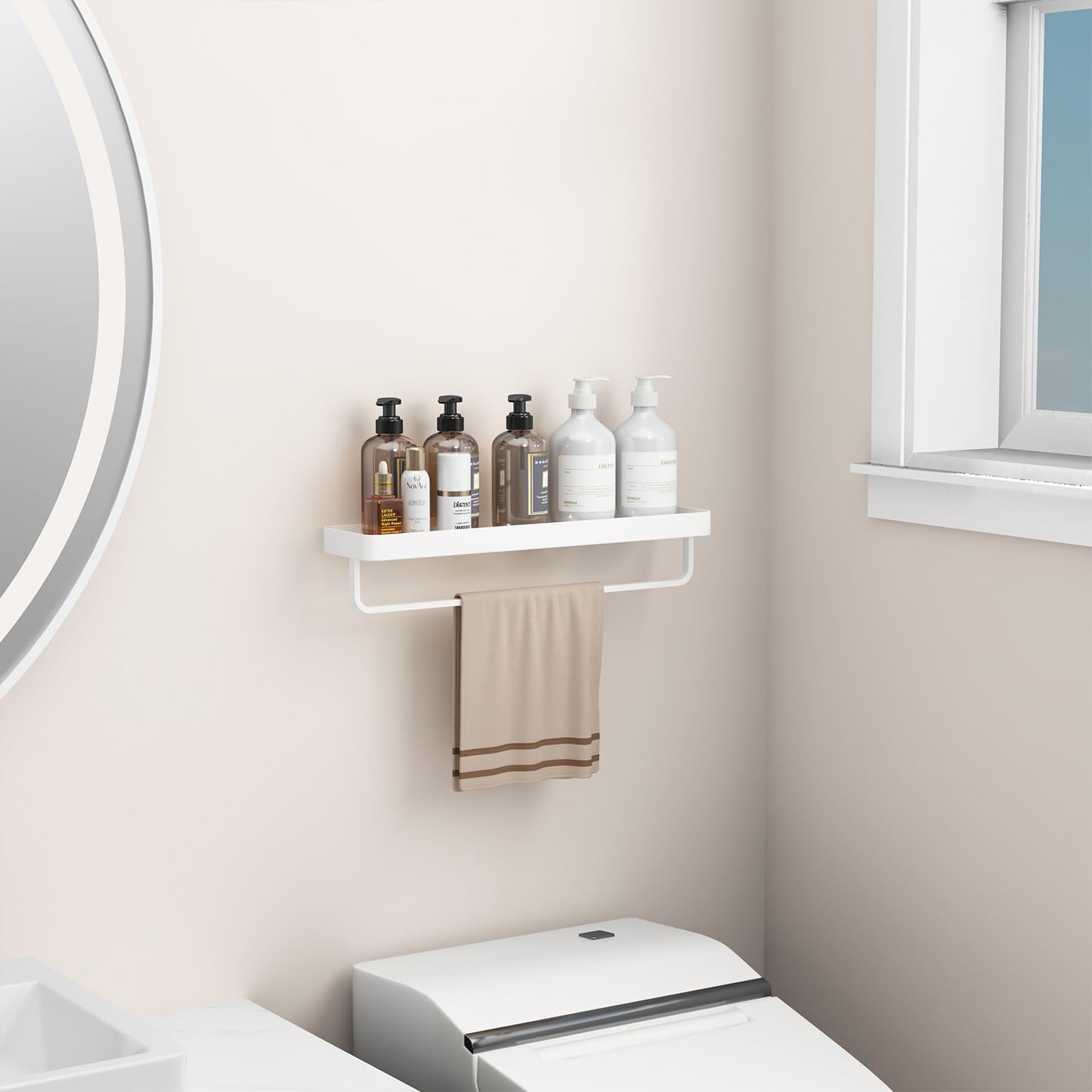 Danpoo Bathroom Wall Shelf, Floating Shelf for Bathroom Wall Storage, Glass Bathroom Shelf Organizer Wall Mounted