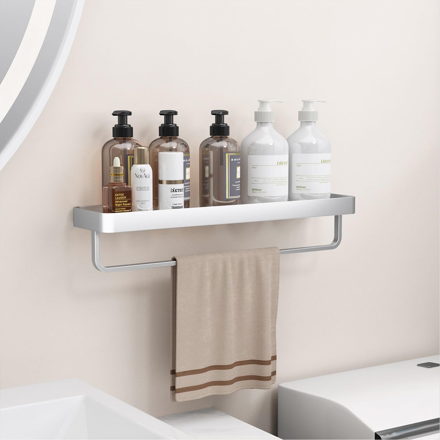 Danpoo Bathroom Wall Shelf, Floating Shelf for Bathroom Wall Storage, Glass Bathroom Shelf Organizer Wall Mounted