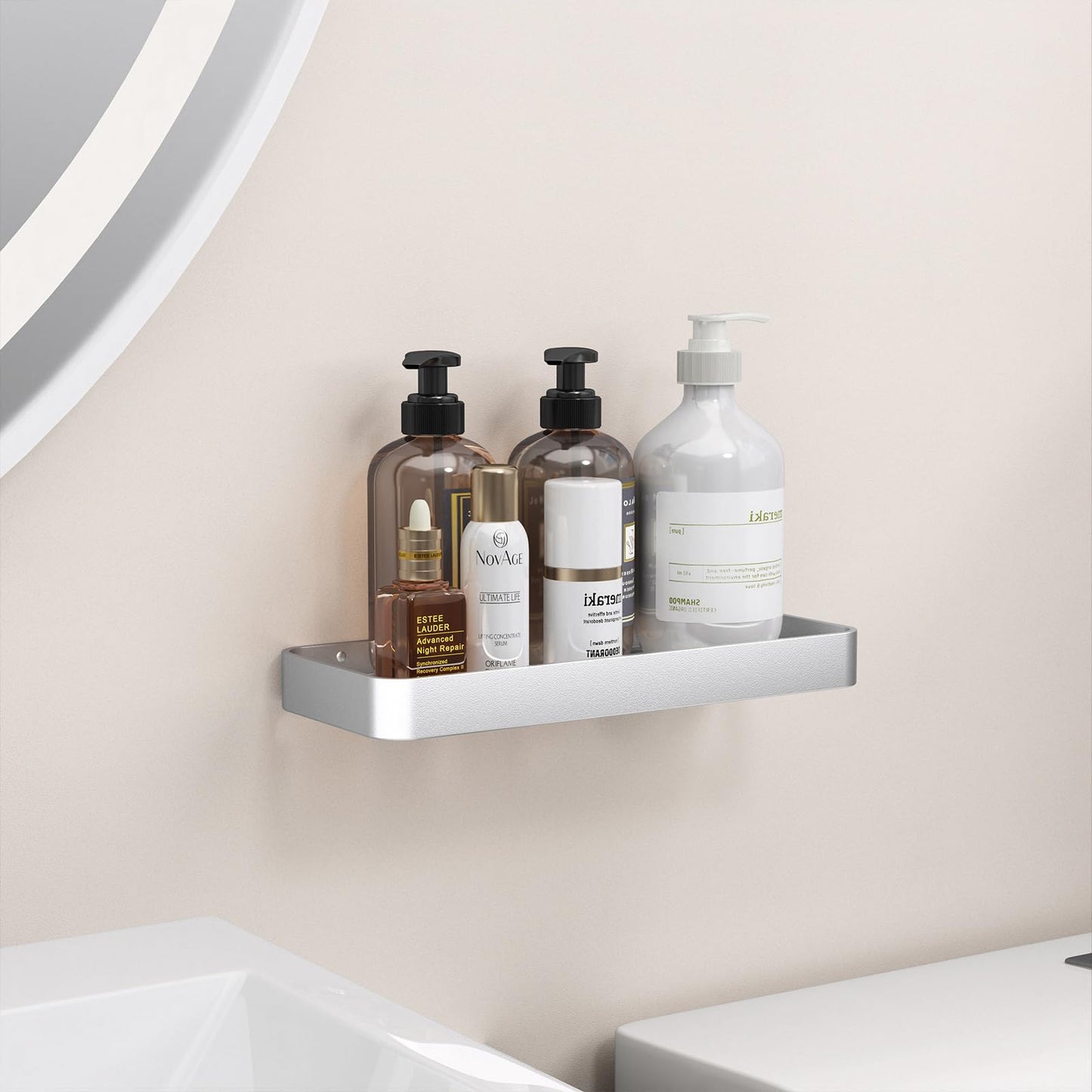 Danpoo Bathroom Wall Shelf, Floating Shelf for Bathroom Wall Storage, Glass Bathroom Shelf Organizer Wall Mounted