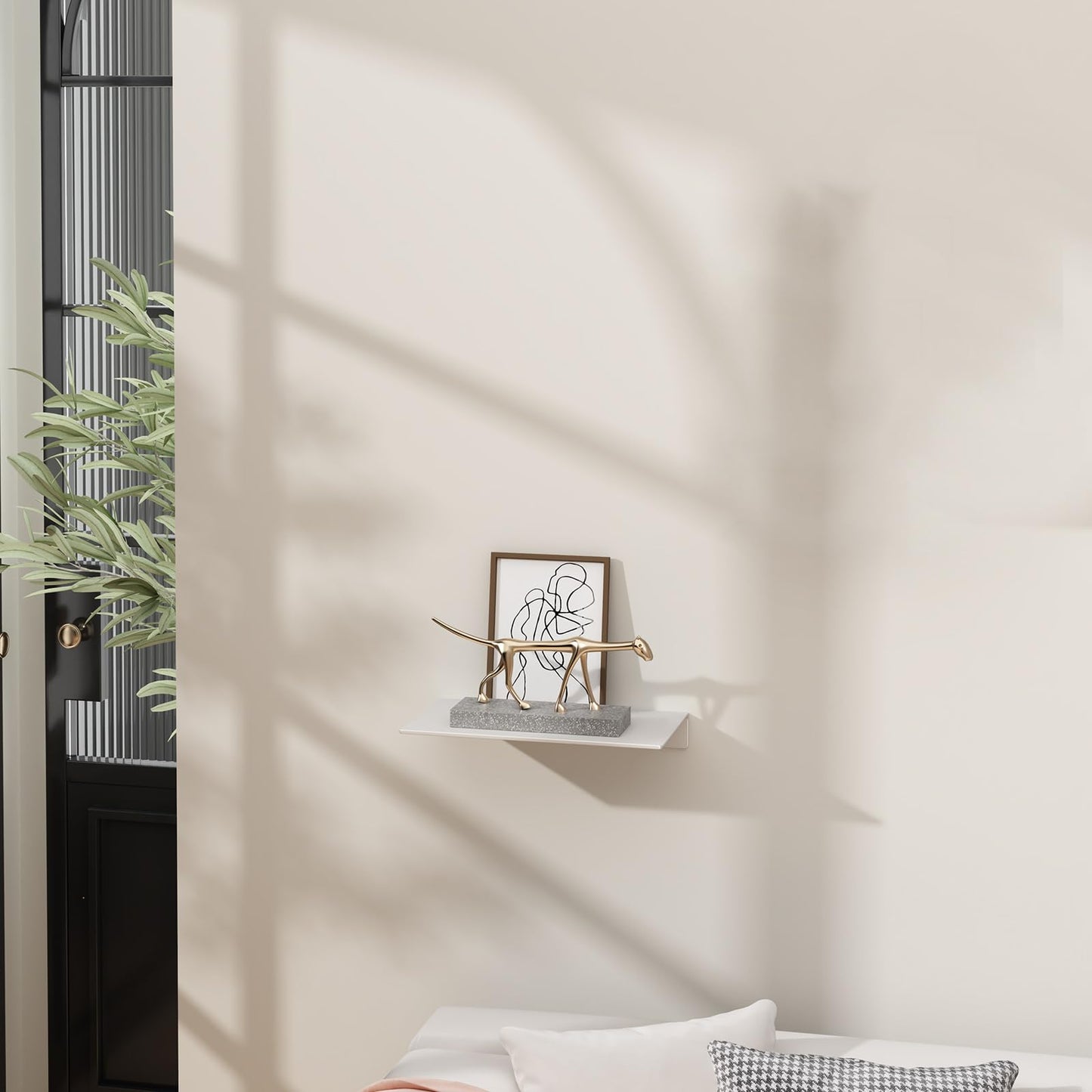 Danpoo Floating Shelf, Metal Wall Shelf for Bathroom/Living Room/Kitchen/Bedroom, Display Shelf for Collectibles