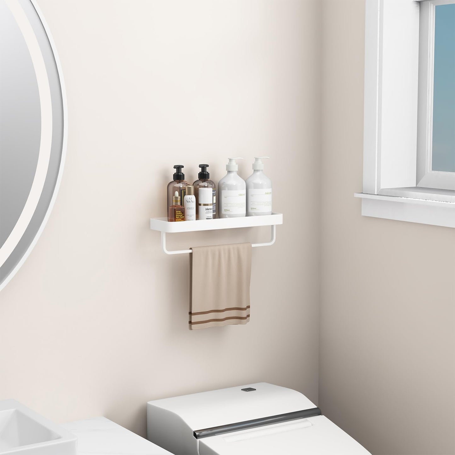 Danpoo Bathroom Wall Shelf, Floating Shelf for Bathroom Wall Storage, Glass Bathroom Shelf Organizer Wall Mounted