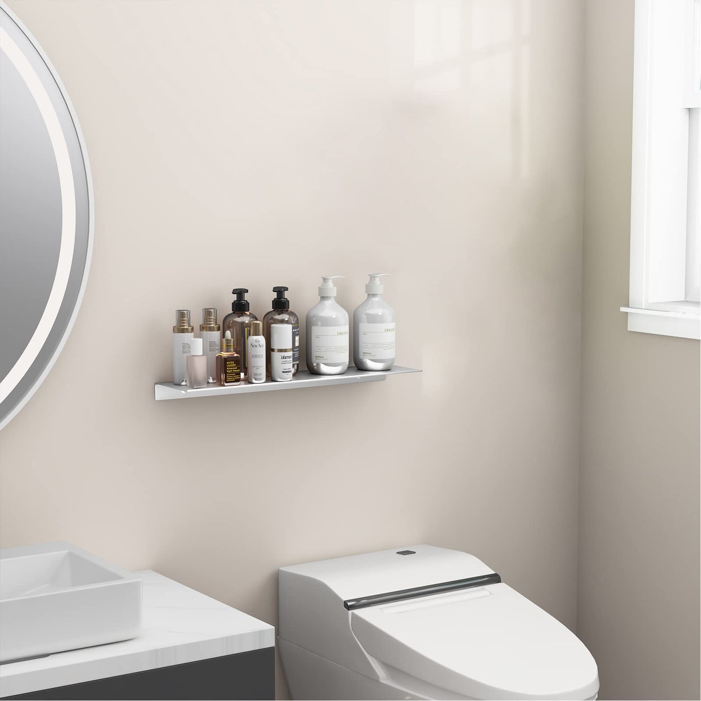 Danpoo Floating Shelf, Metal Wall Shelf for Bathroom/Living Room/Kitchen/Bedroom, Display Shelf for Collectibles