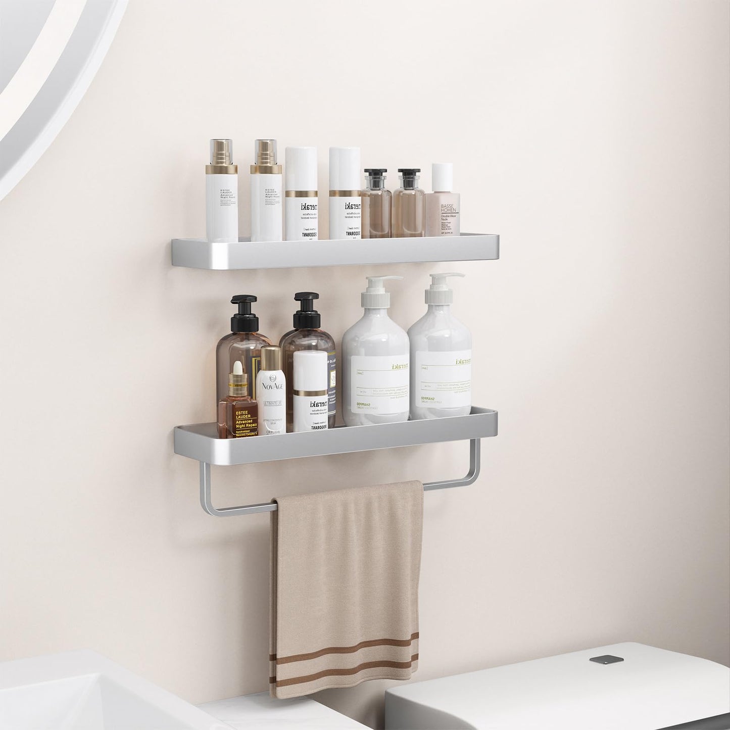 Danpoo Bathroom Wall Shelf, Floating Shelf for Bathroom Wall Storage, Glass Bathroom Shelf Organizer Wall Mounted