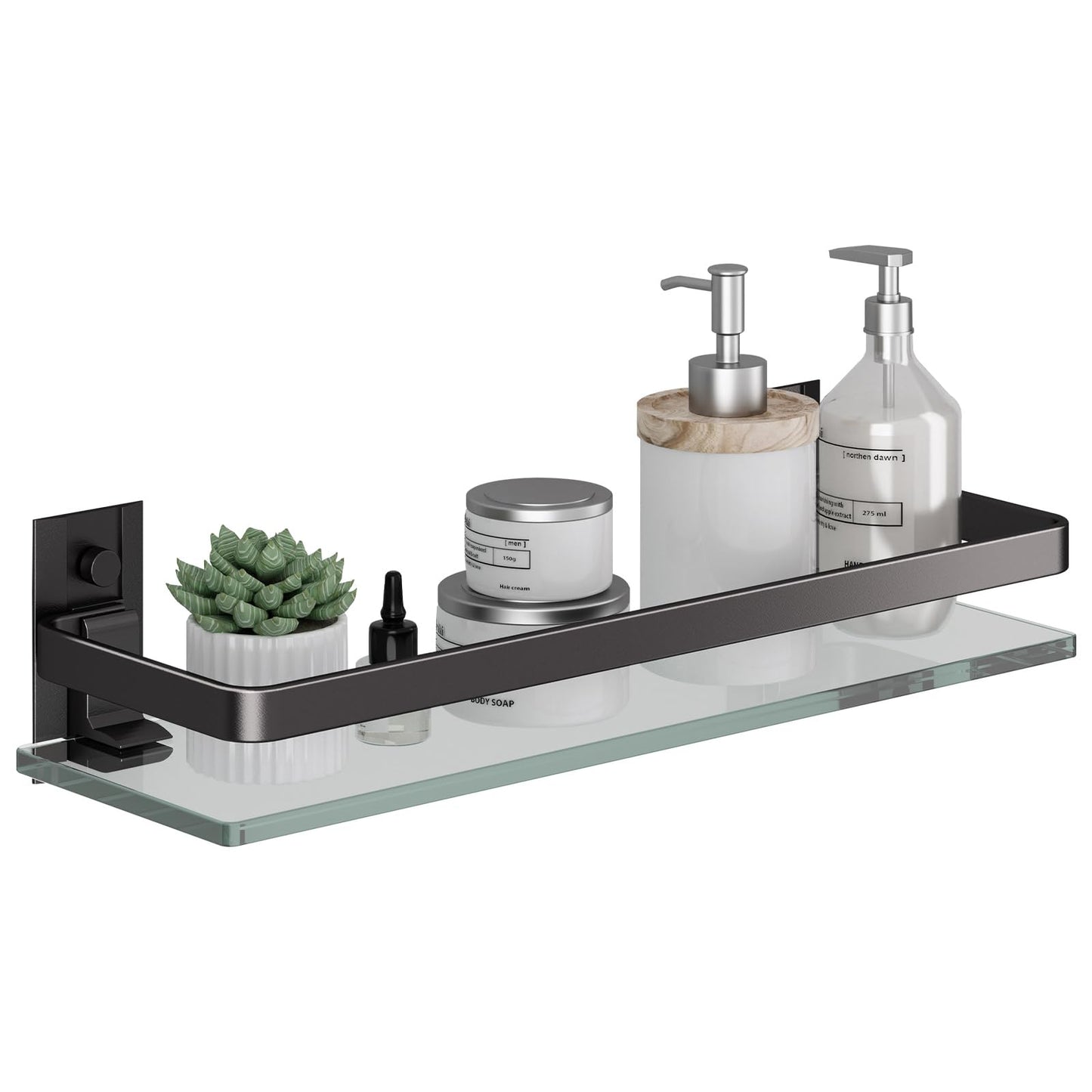 Danpoo Bathroom Shelves Wall Mount, Tempered Glass Floating Shelves