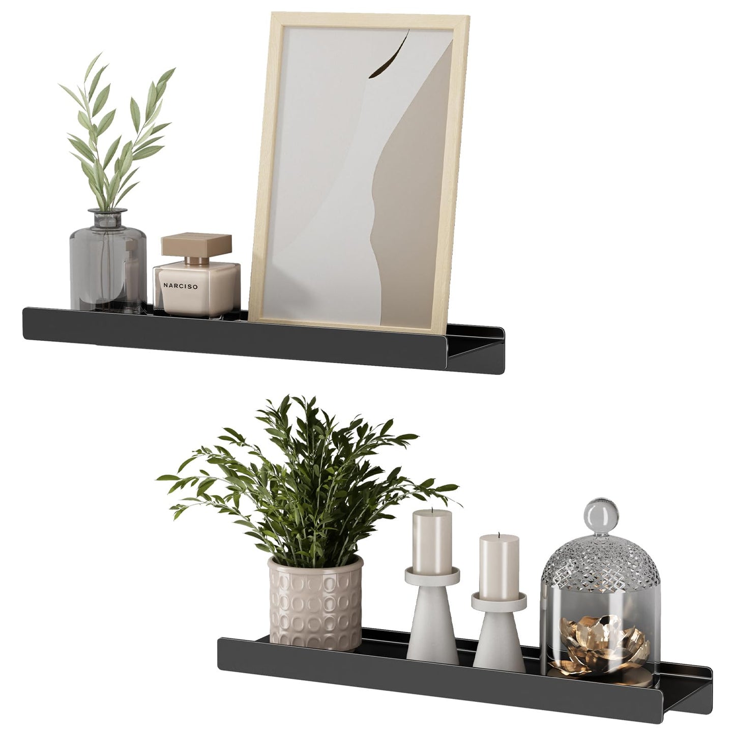 Danpoo Black Floating Shelves for Wall Metal Shelf Wall Mounted Shelves for Bathroom Wall Shelves,12 inch