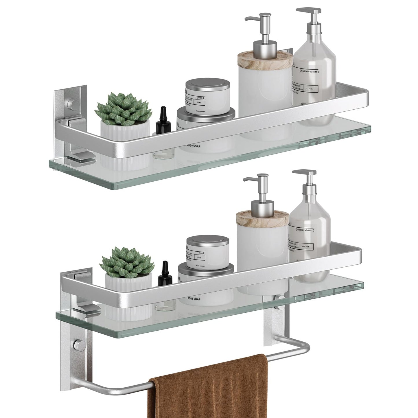 Danpoo Bathroom Shelves Wall Mount, Tempered Glass Floating Shelves