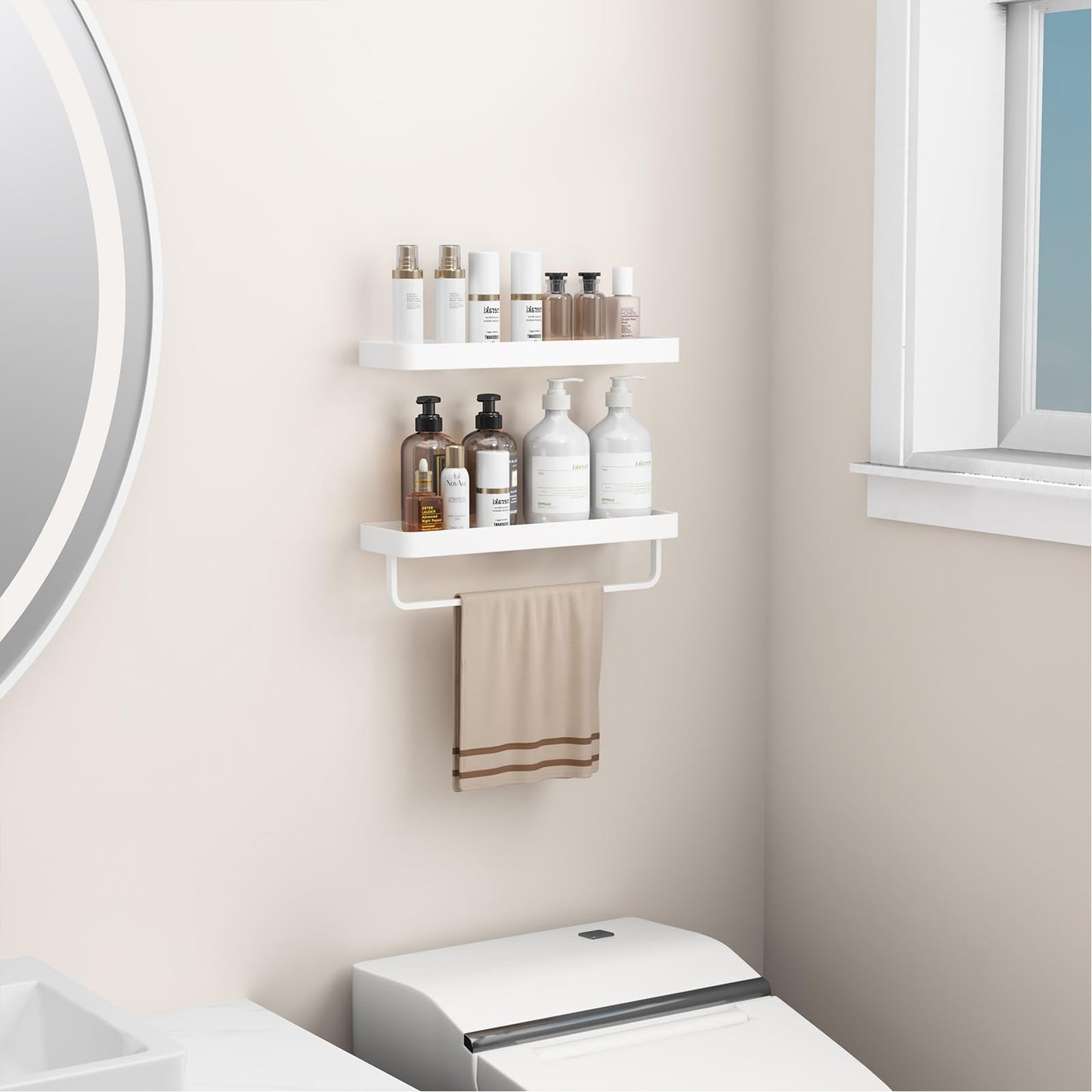 Danpoo Bathroom Wall Shelf, Floating Shelf for Bathroom Wall Storage, Glass Bathroom Shelf Organizer Wall Mounted