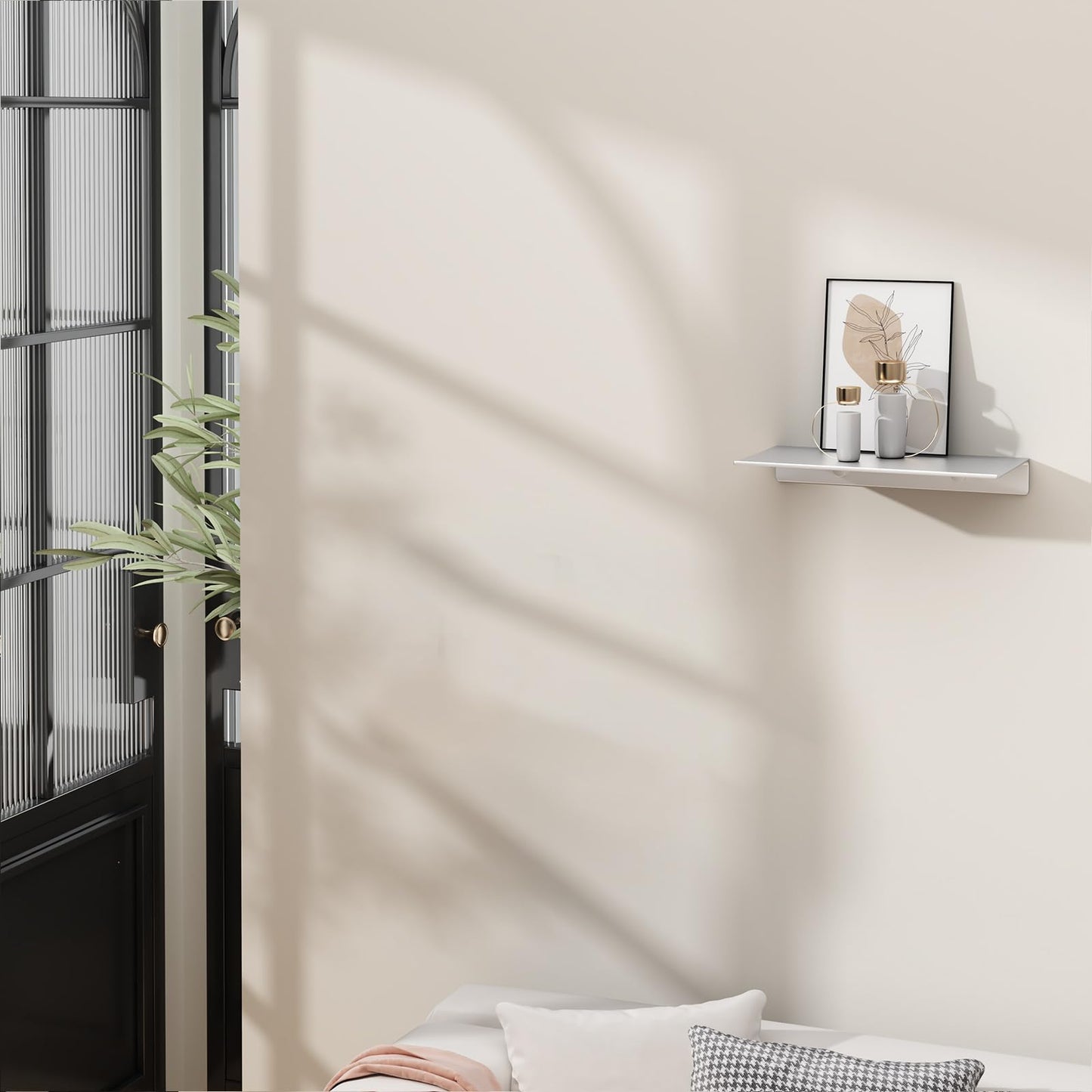 Danpoo Floating Shelf, Metal Wall Shelf for Bathroom/Living Room/Kitchen/Bedroom, Display Shelf for Collectibles